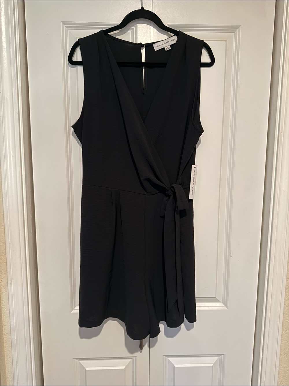 Emma & Michele Black Sleeveless Wrap-Style Mini Jumper